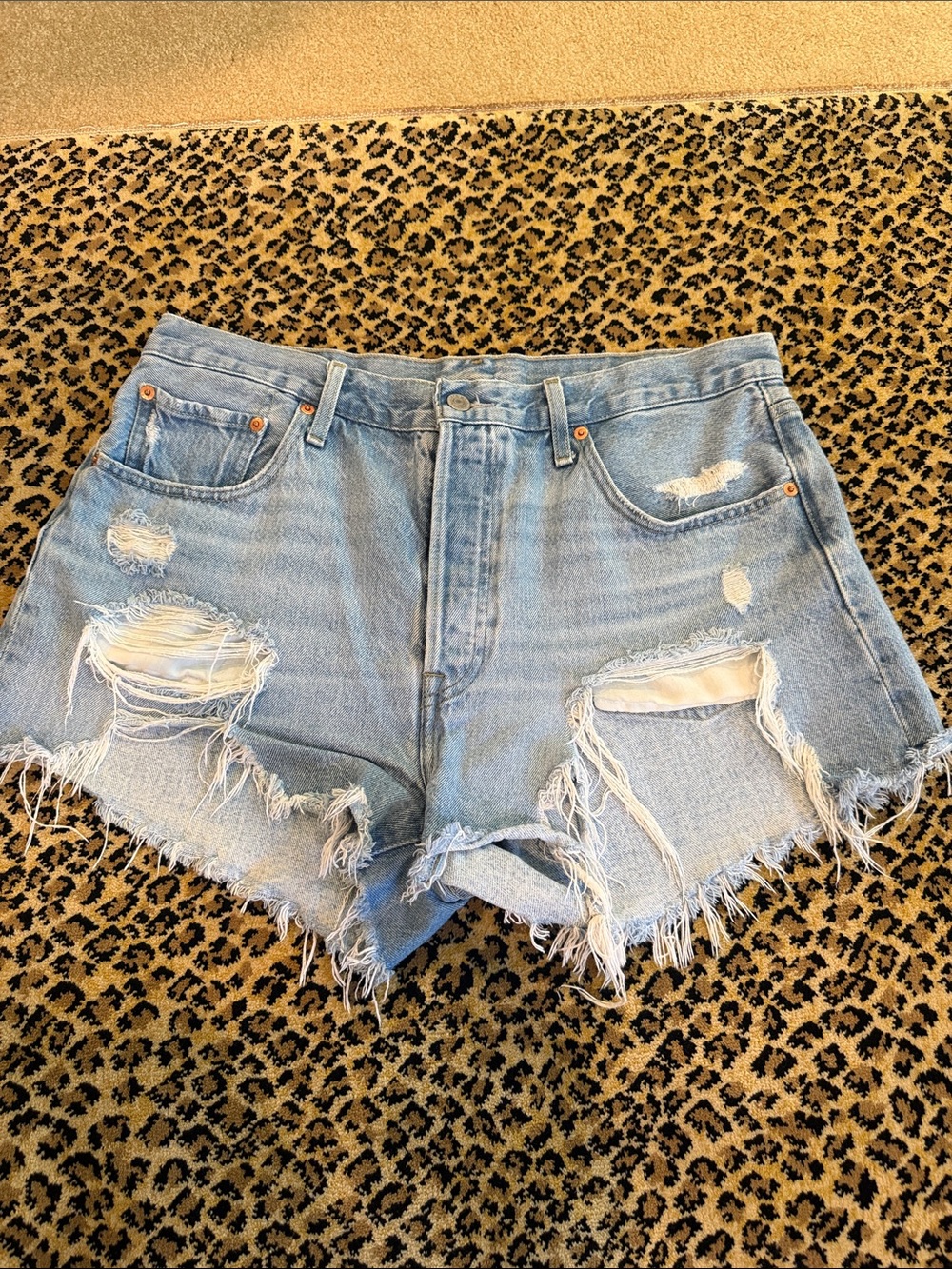 Levi’s 501 Light Wash Distressed Denim Shorts